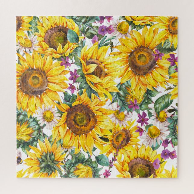 Puzzle Tournesol Vintage : Fleur Jaune Été. (Vertical)
