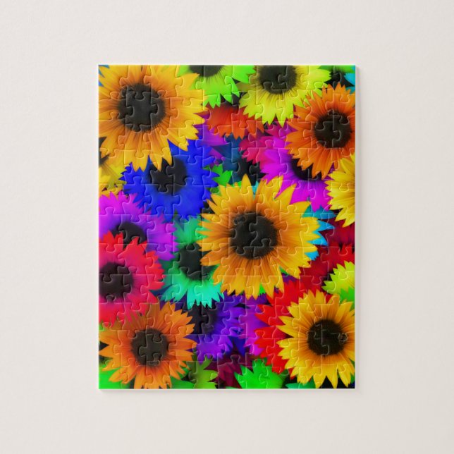 Puzzle Tournesols colorés (Vertical)