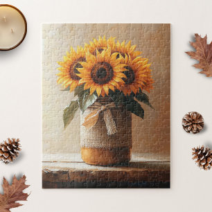 Puzzle Tournesols rustiques Burlap Mason Jar