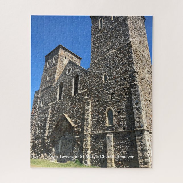 Puzzle Tours jumelles de l'église St Mary's Reculver Kent (Vertical)