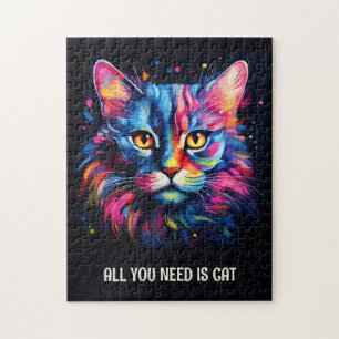 Puzzle Tout ce dont tu as besoin, c'est du chat. Chat col