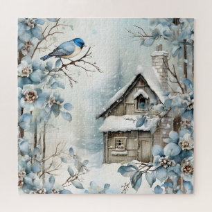 Puzzle Toutes les fleurs d'oiseaux de la scène d'hiver Bl