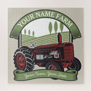 Puzzle Tracteur de ferme personnalisé vintage pays fermie