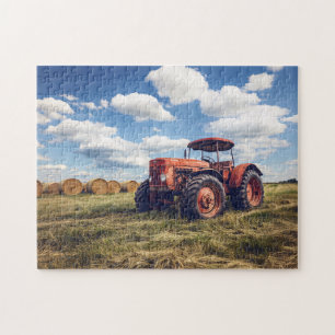 Puzzle Tracteur rustique avec balles de foin