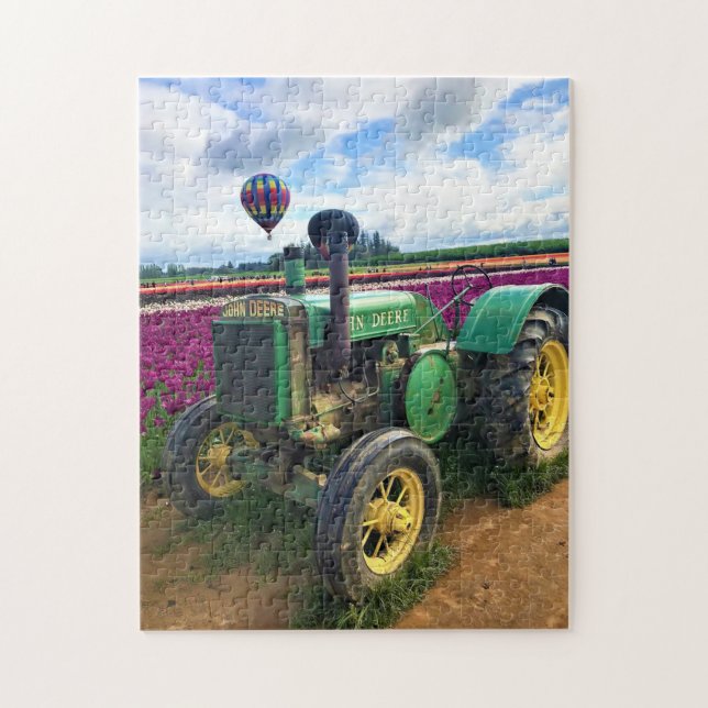 Puzzle Tracteur vert en Tulip Field, Oregon (Vertical)