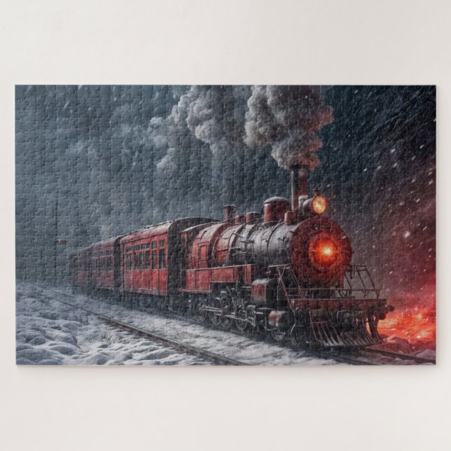 Puzzle Train à neige vintage (Horizontal)