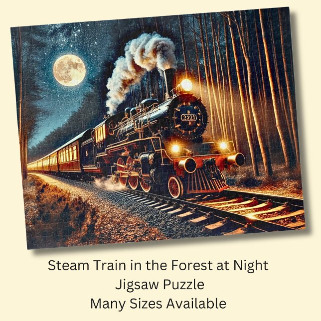Puzzle Train à vapeur dans la forêt la nuit (Créateur téléchargé)