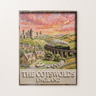 Puzzle Train à vapeur de Cotswolds Château Campagne Angle