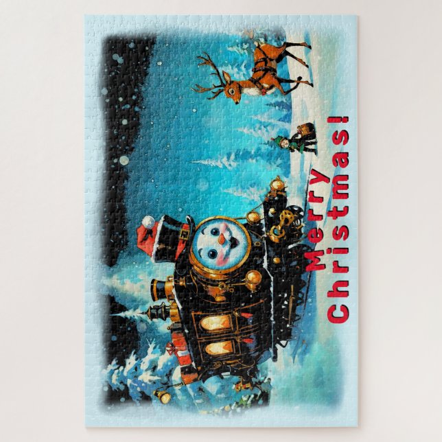 Puzzle Train cadeau - Scène de Noël (Vertical)