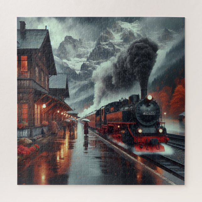 Puzzle Train de montagne d'automne (Vertical)