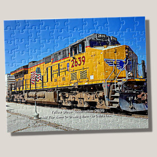 Puzzle Train Locomotive Diesel Jaune - Ajouter un nom