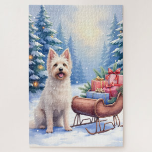Puzzle Traîneau vintage Briard Art d'hiver Noël