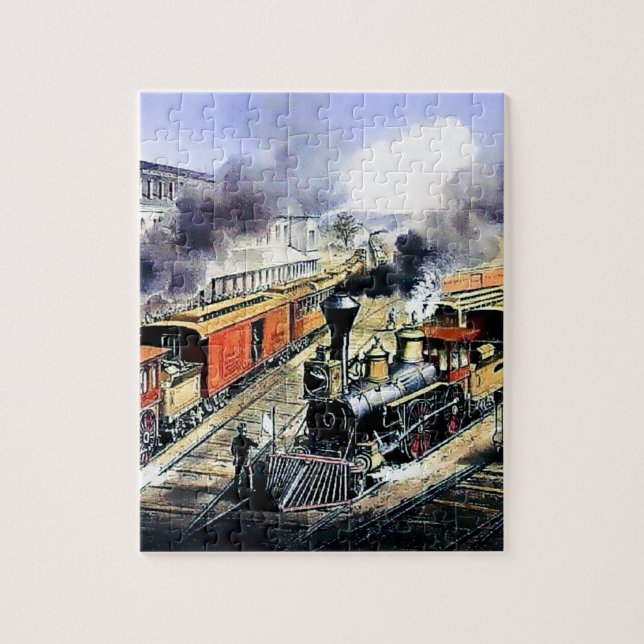 Puzzle Trains américains de machine à vapeur de chemin de (Vertical)