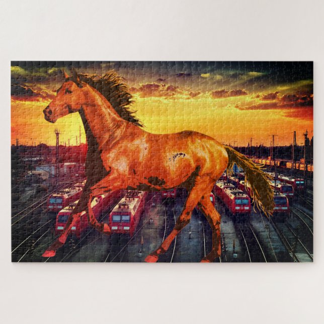 Puzzle Trains Horse Animaux (Horizontal)