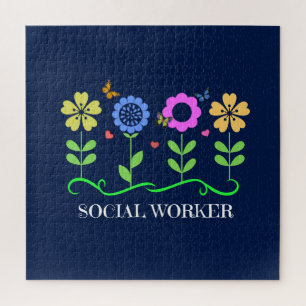 Puzzle Travailleur social...Fleurs, Coeurs, Papillons,