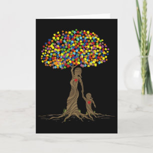 Puzzle Tree Love Mom And Autistic Daughter Autism Card