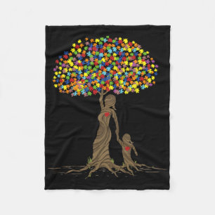 Puzzle Tree Love Mom And Autistic Daughter Autism  Fleece Blanket