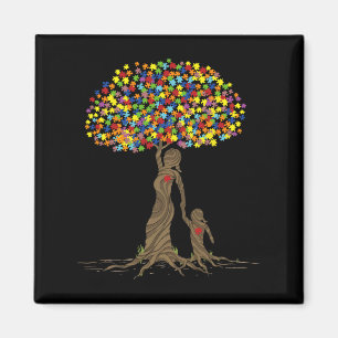 Puzzle Tree Love Mom And Autistic Daughter Autism Magnet