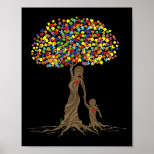 Puzzle Tree Love Mom And Autistic Daughter Autism  Poster