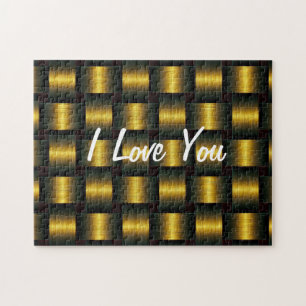 Puzzle Treillis D'Or - Je Vous Aime - Ajouter Votre Texte