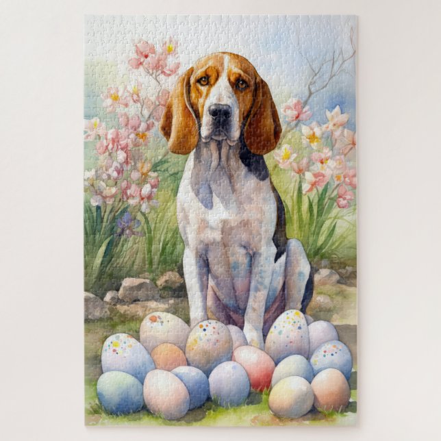 Puzzle Trek Walker Coonhound avec les oeufs de Pâques vac (Vertical)