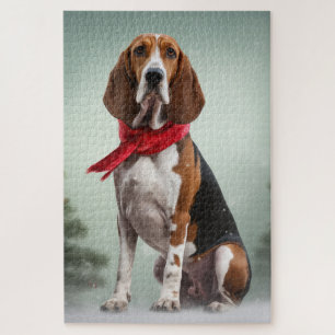 Puzzle Trek Walker Coonhound Dog en Noël de neige
