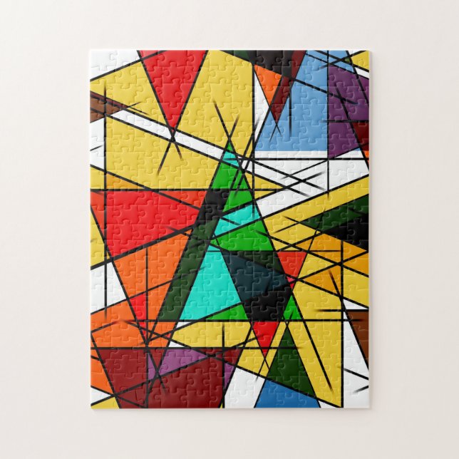 Puzzle Triangle Coloré Géométrique Moderne (Vertical)