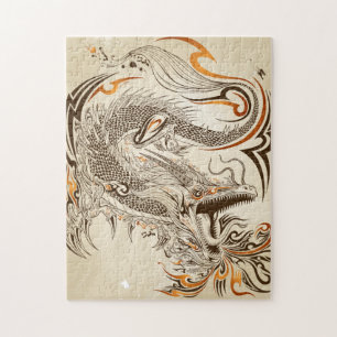 Puzzle tribal de photo du dragon 10x14 de henné de
