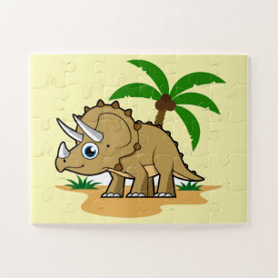 Puzzle Tricératops Dans Un Climat Tropical.