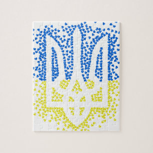 Puzzle Trident de l'emblème ukrainien tryzub dispersant l