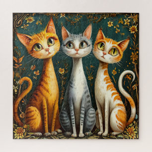 Puzzle Trio de Chats Colorés Cadeau pour les Amateurs de