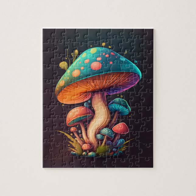 Puzzle Trippy Blue Amanita Muscaria Flexible Photo Magnet (Vertical)