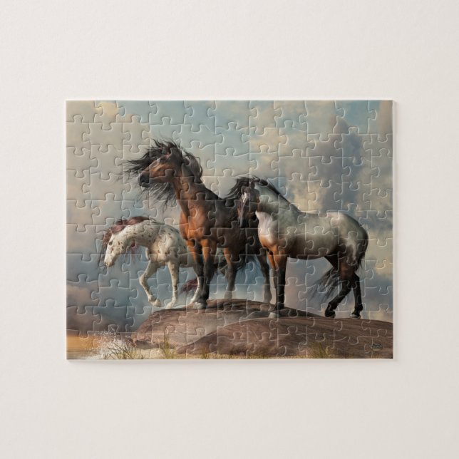 Puzzle Trois chevaux à la plage (Horizontal)