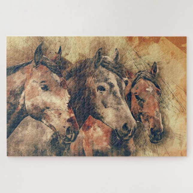 Puzzle Trois chevaux amigos (Horizontal)