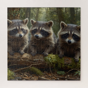 Puzzle Trois jeunes ratons dans la forêt