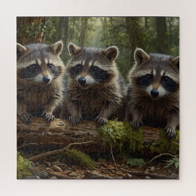 Puzzle Trois jeunes ratons dans la forêt (Vertical)