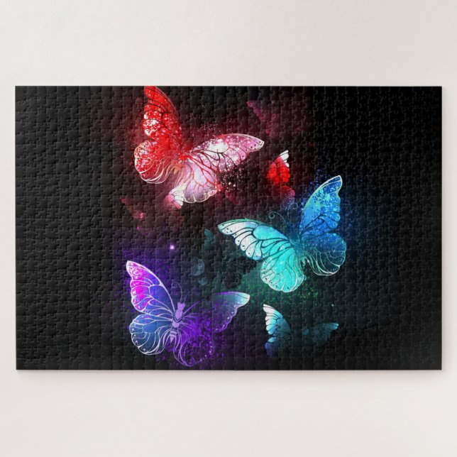 Puzzle Trois papillons brillants sur l'arrière - plan de  (Horizontal)