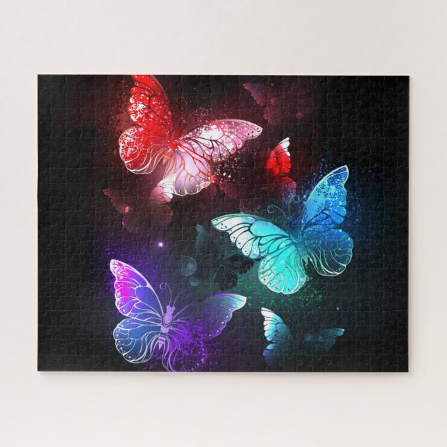 Puzzle Trois papillons brillants sur l'arrière - plan de  (Horizontal)
