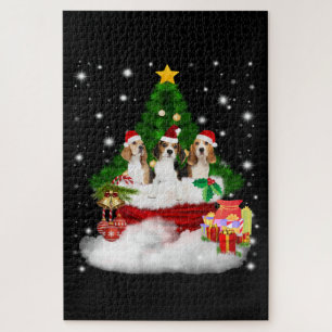 Puzzle Trois Père Noël Beagle Avec Arbre De Noël