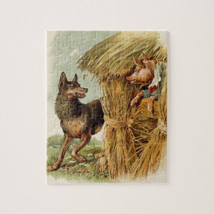 Puzzle Trois Petits Cochons Grand Mauvais Loup, Vintage C