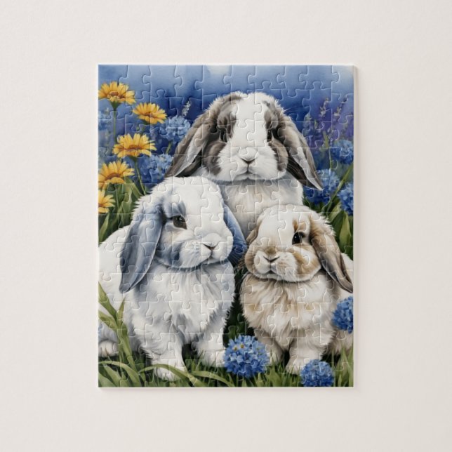 Puzzle Trois petits lapins de lop (Vertical)
