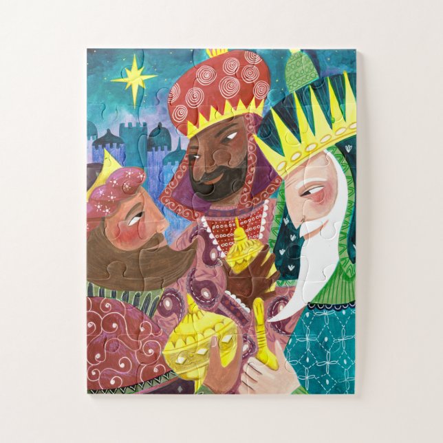 Puzzle Trois sages rois modernes avec étoile et cadeaux (Vertical)