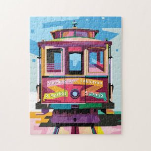 Puzzle Trolley à San Francisco CA Colorful Pop Art