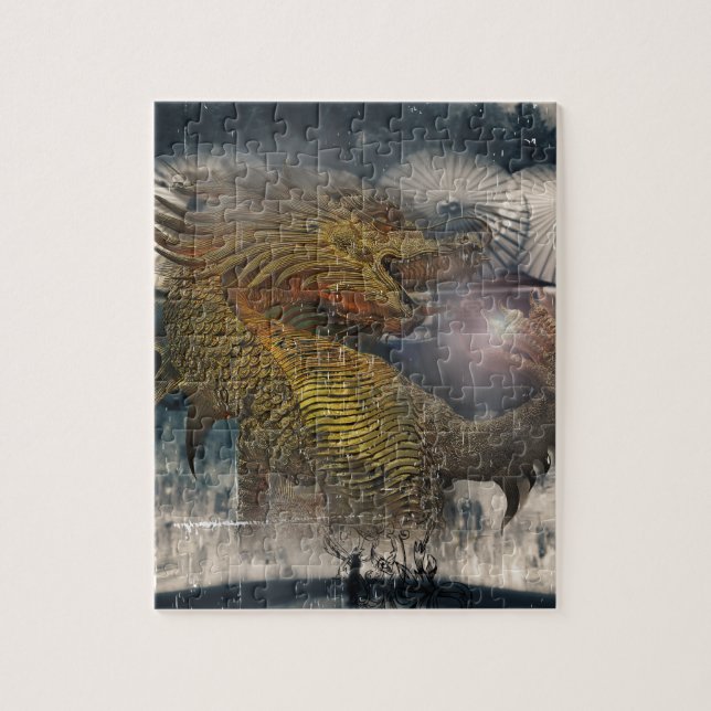 Puzzle Trône de dragon d'imaginaire (Vertical)