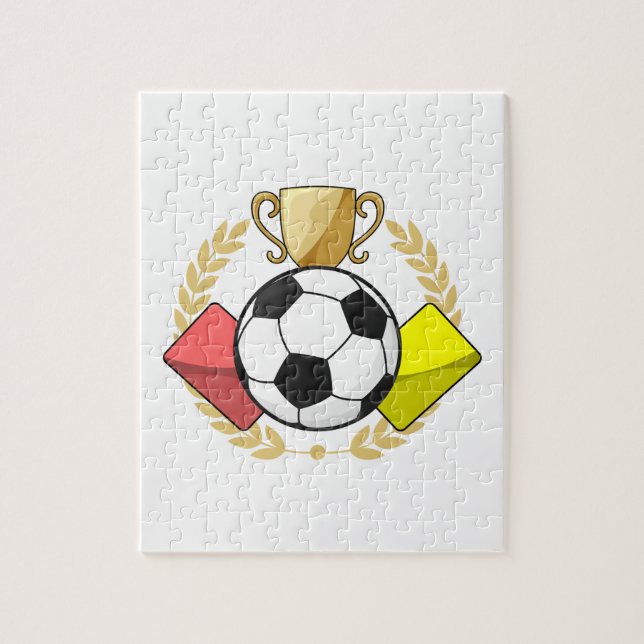 Puzzle Trophée de football rouge et jaune (Vertical)