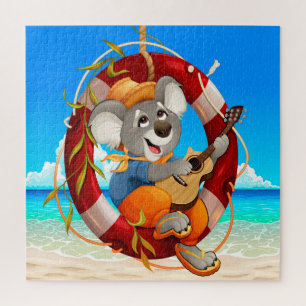 Puzzle Tropical Beach Guitar Jouer Koala