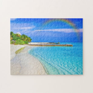 Puzzle Tropical Beach Island Rainbow Ocean