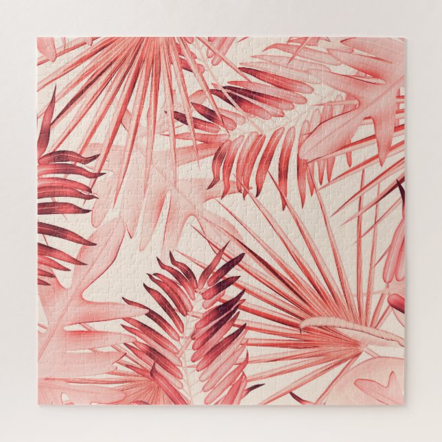 Puzzle Tropical Palm Feuille, Hawaiian Stylish Motif. (Vertical)