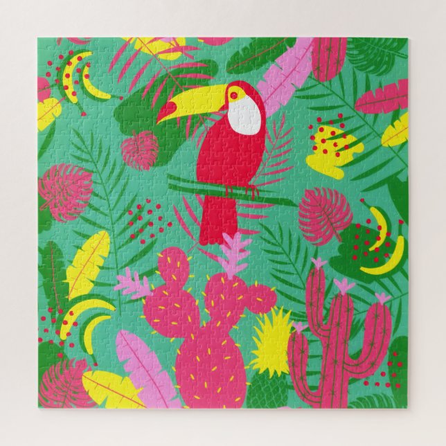 Puzzle Tropical Wild Jungle Paradise Toucan Aquarelle (Vertical)