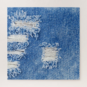 Puzzle Trou, jean denim, texture déchirée